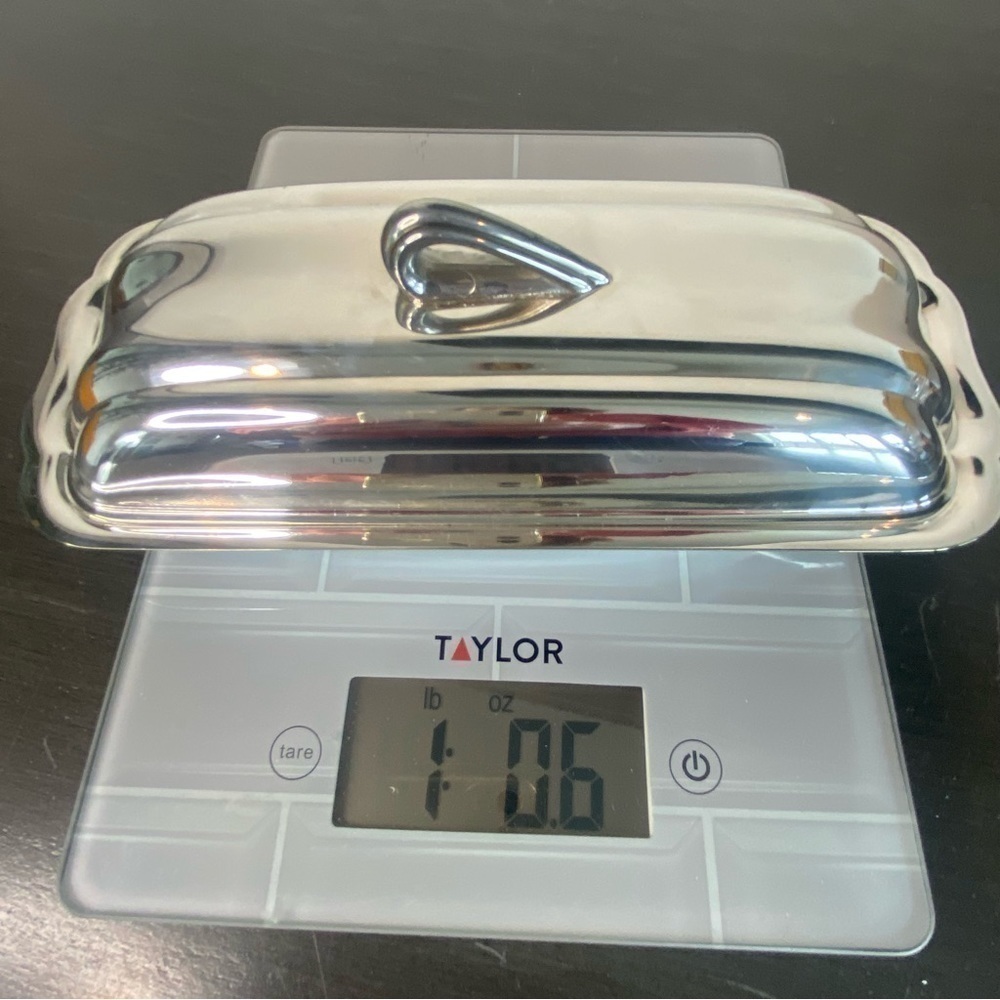 BRISTOL SILVER by POOLE Silver Plate Vintage Covered Butter Dish w Glass Insert - Picture 13 of 13